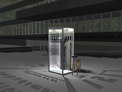 Telefooncel met directe lijn naar de ombudsman